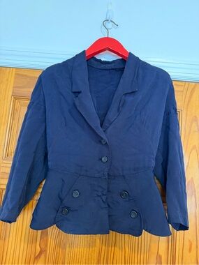 Vintage 1930s Navy Blue Women’s Peplum Blazer Jacket